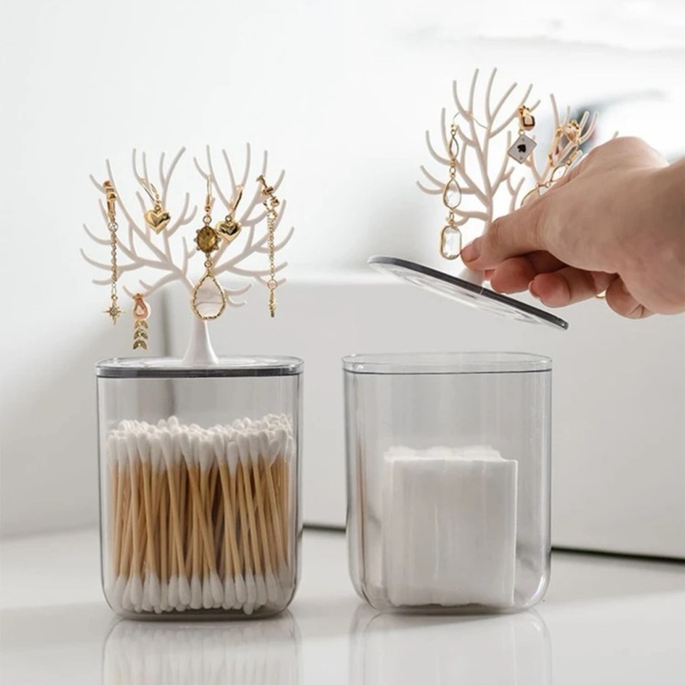 White Antler Container Earring Ring Rack BNIB Cleansing Qtip Jewelry Holder